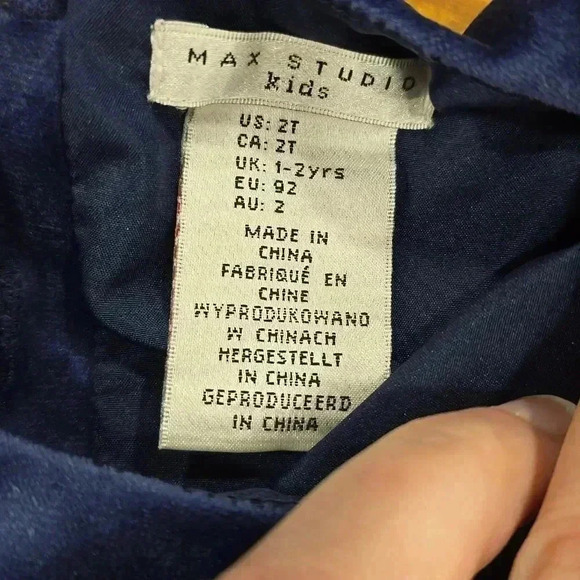 Max Studio Kids 2T Blue Velvet Christmas‎ Holiday Dress - Picture 2 of 5